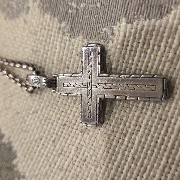 John Hardy Men's Sterling Silver Cross Pendant And 26 Inch Chain - Picture 8 of 8